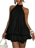 SweatyRocks Women's Y2k Chiffon Backless Halter Mini Dresses | Draped Ruffle Going Out Summer Dress