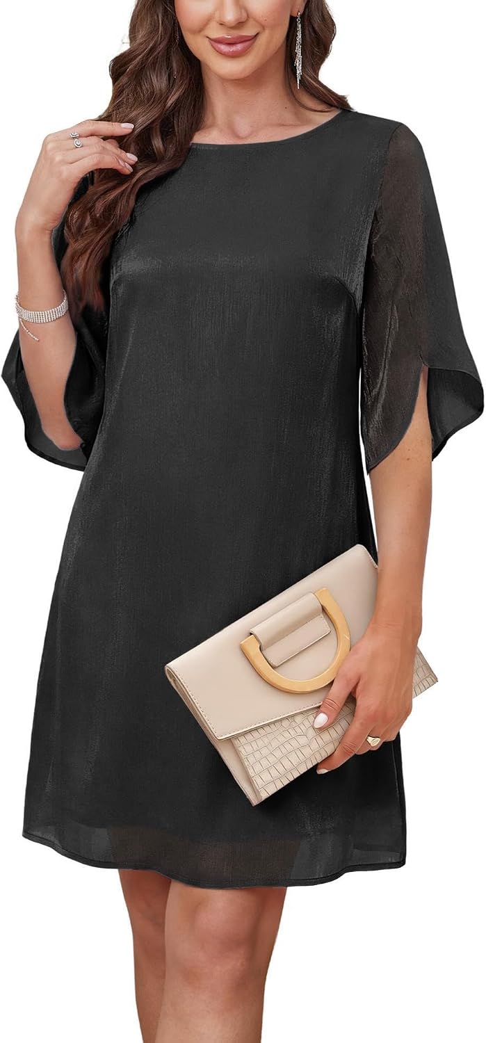 RUMIA Womens Cocktail Dresses Flutter Sleeve Wedding Guest Dresses | 2026 Trendy, 3\/4 Flutter Sleeves, Formal Dresses