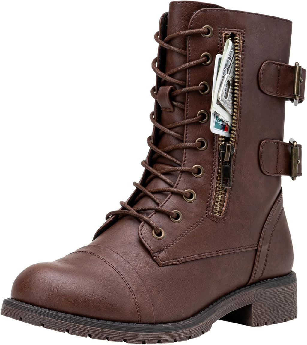 Women's Lace Up Mid Calf Combat Boots — view 12 of 12