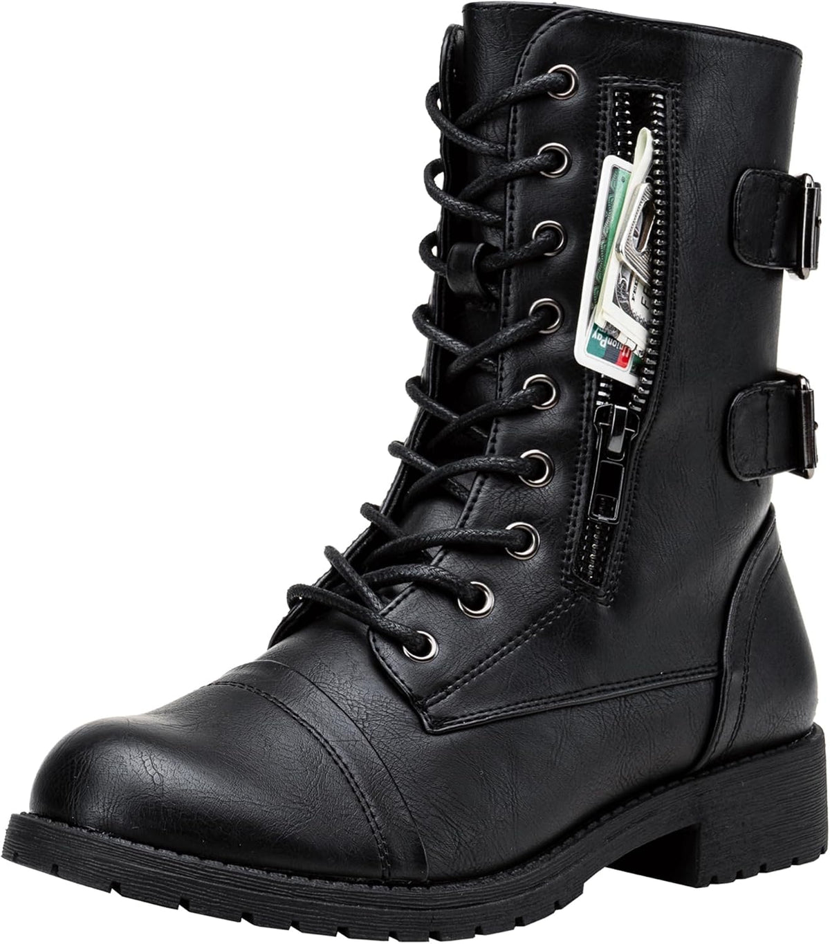 Women's Lace Up Mid Calf Combat Boots — view 1 of 12
