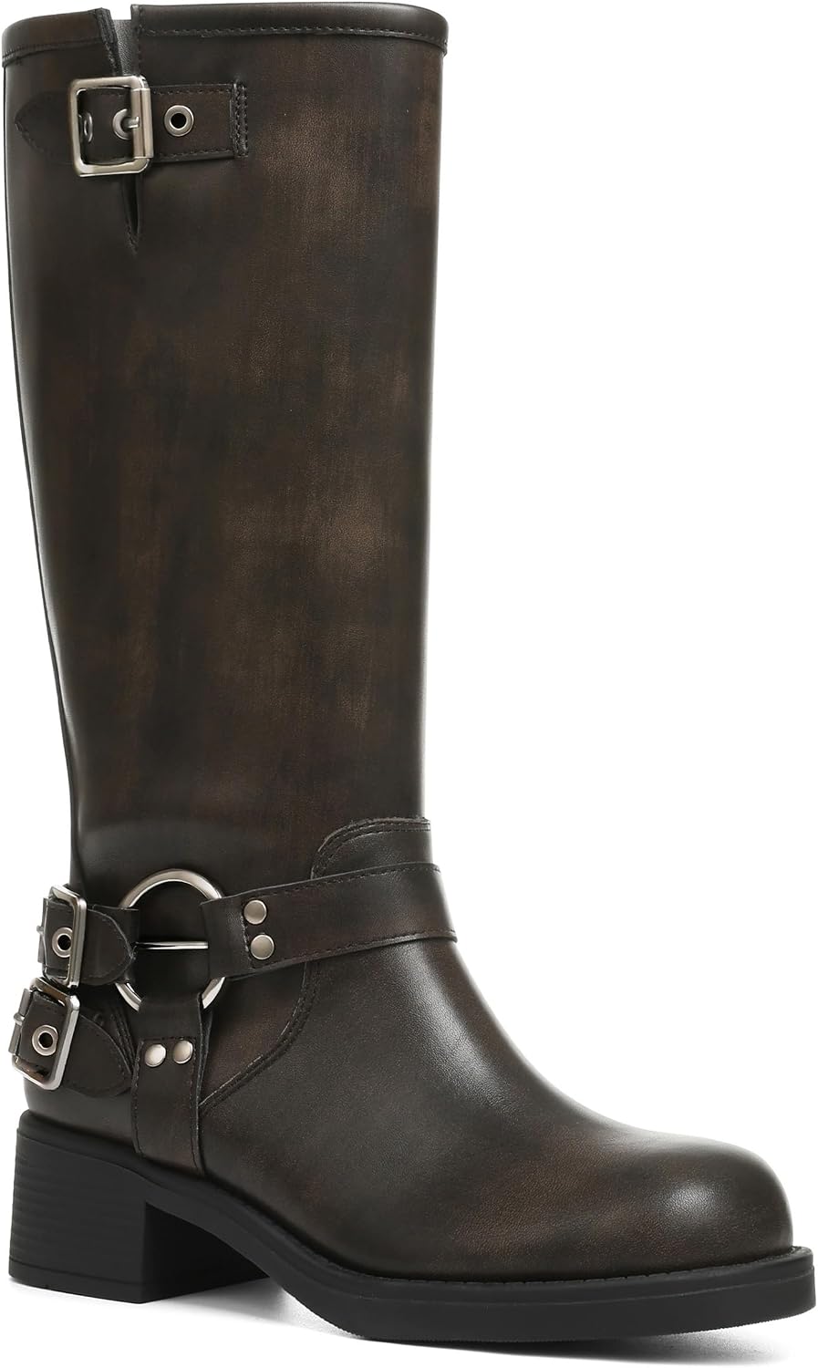 Women's Buckle Moto Knee High Boots — view 3 of 14