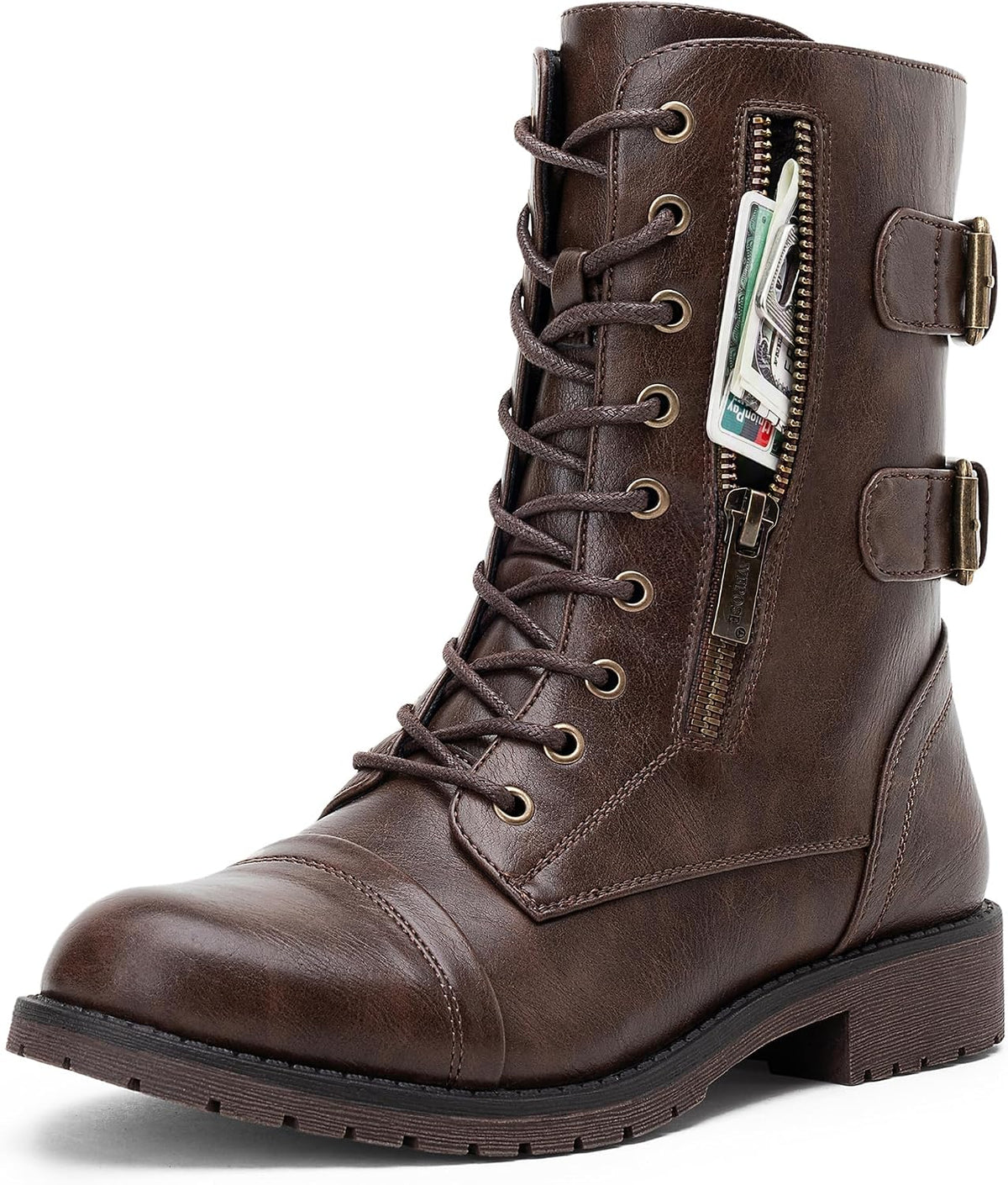 Women's Lace Up Mid Calf Combat Boots — view 9 of 12