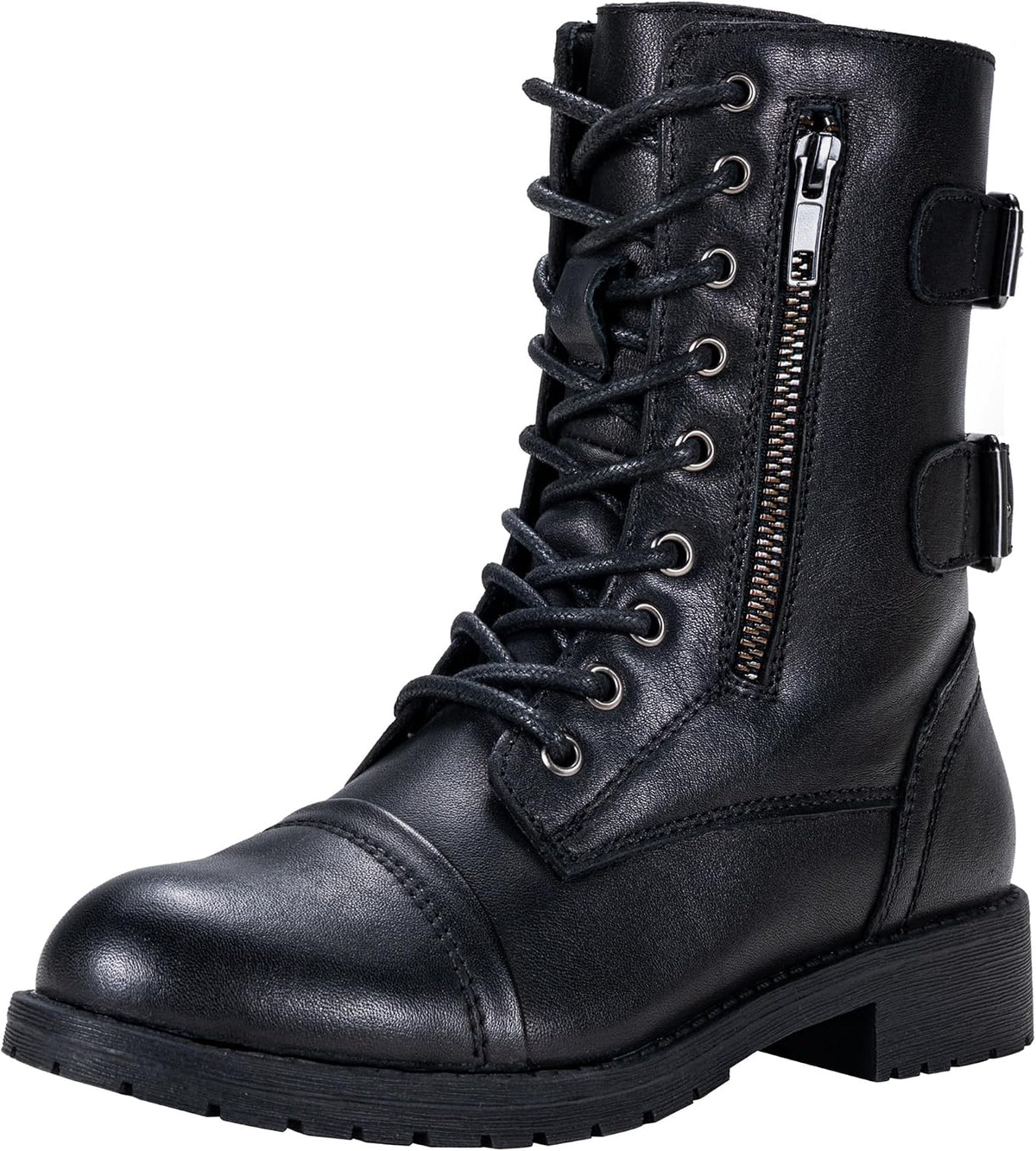 Women's Lace Up Mid Calf Combat Boots — view 3 of 12