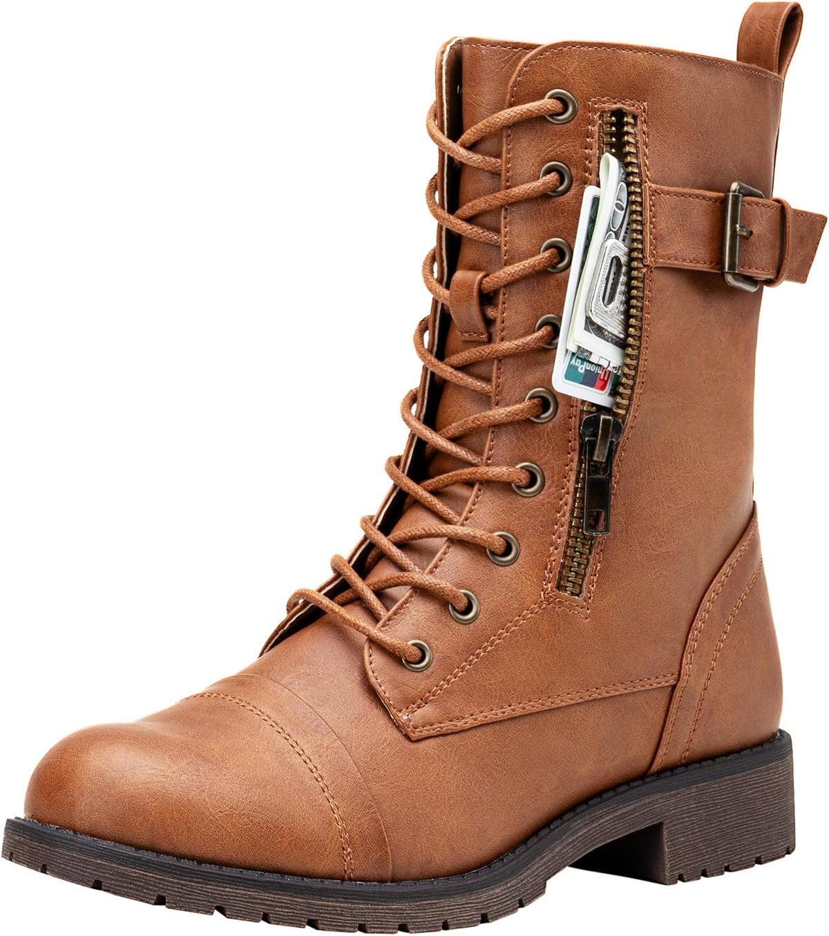 Women's Lace Up Mid Calf Combat Boots — view 10 of 12