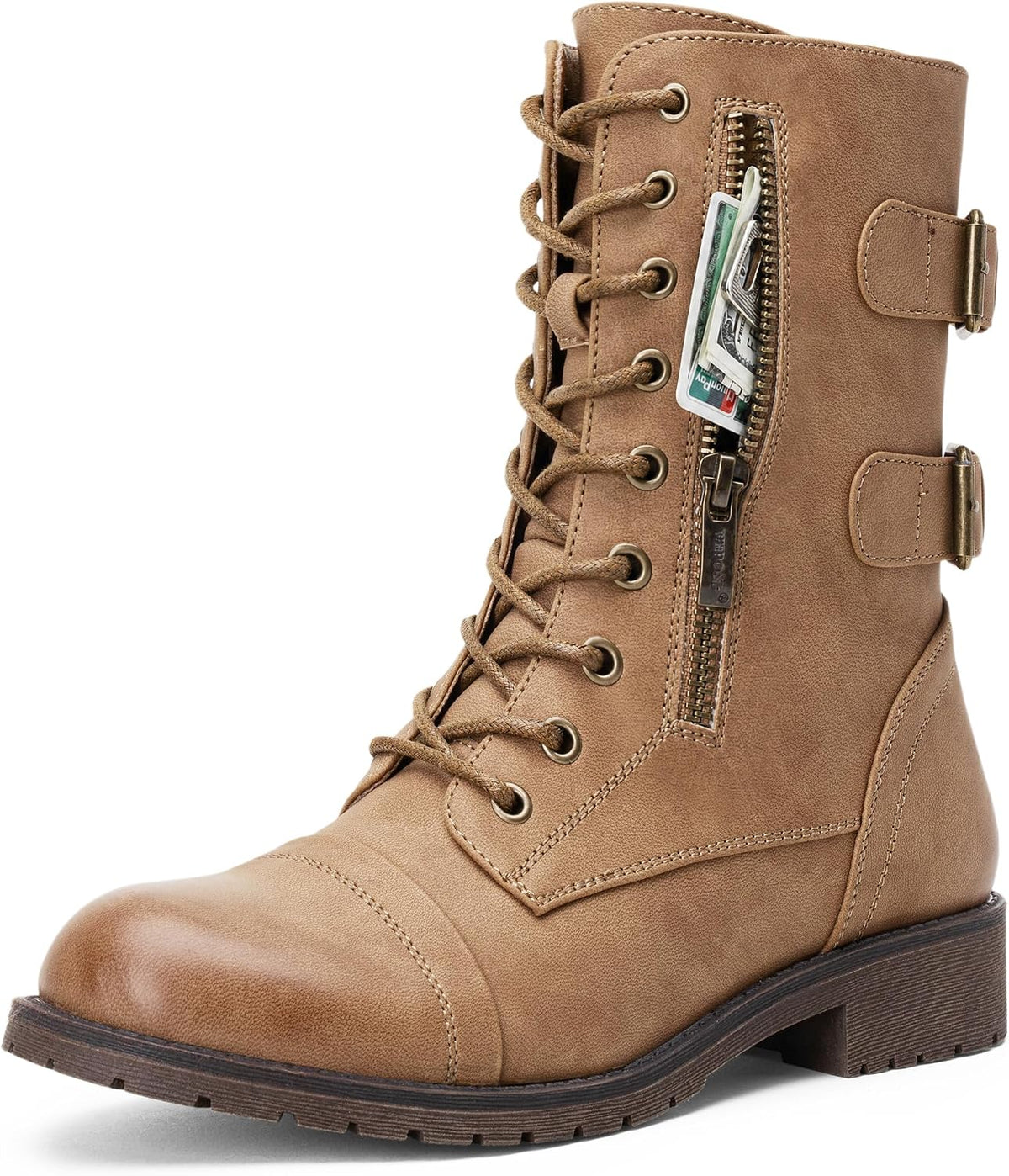 Women's Lace Up Mid Calf Combat Boots — view 7 of 12