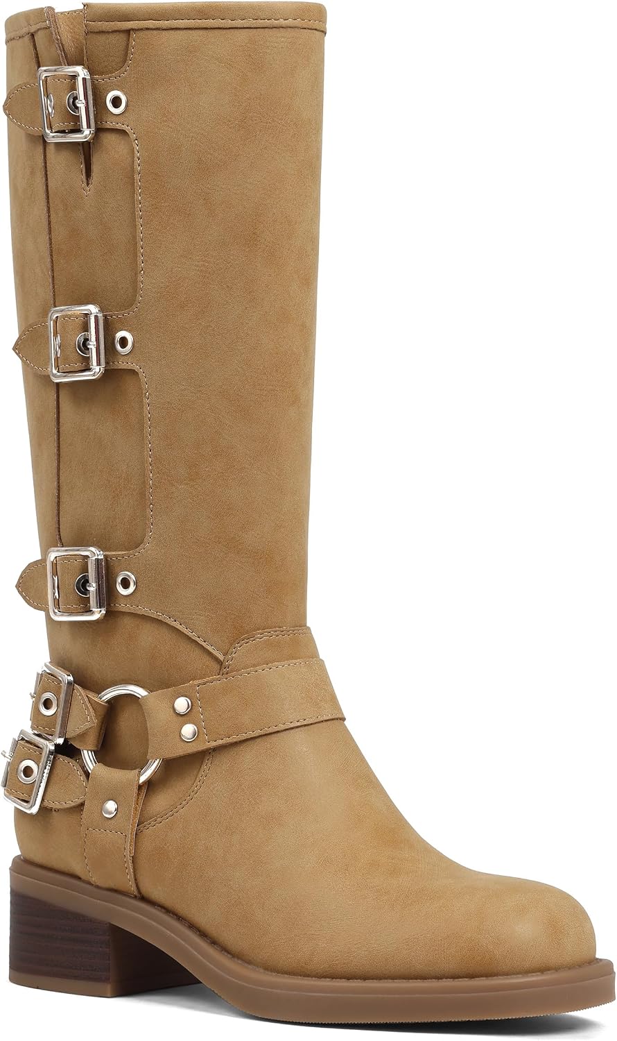Women's Buckle Moto Knee High Boots — view 8 of 14