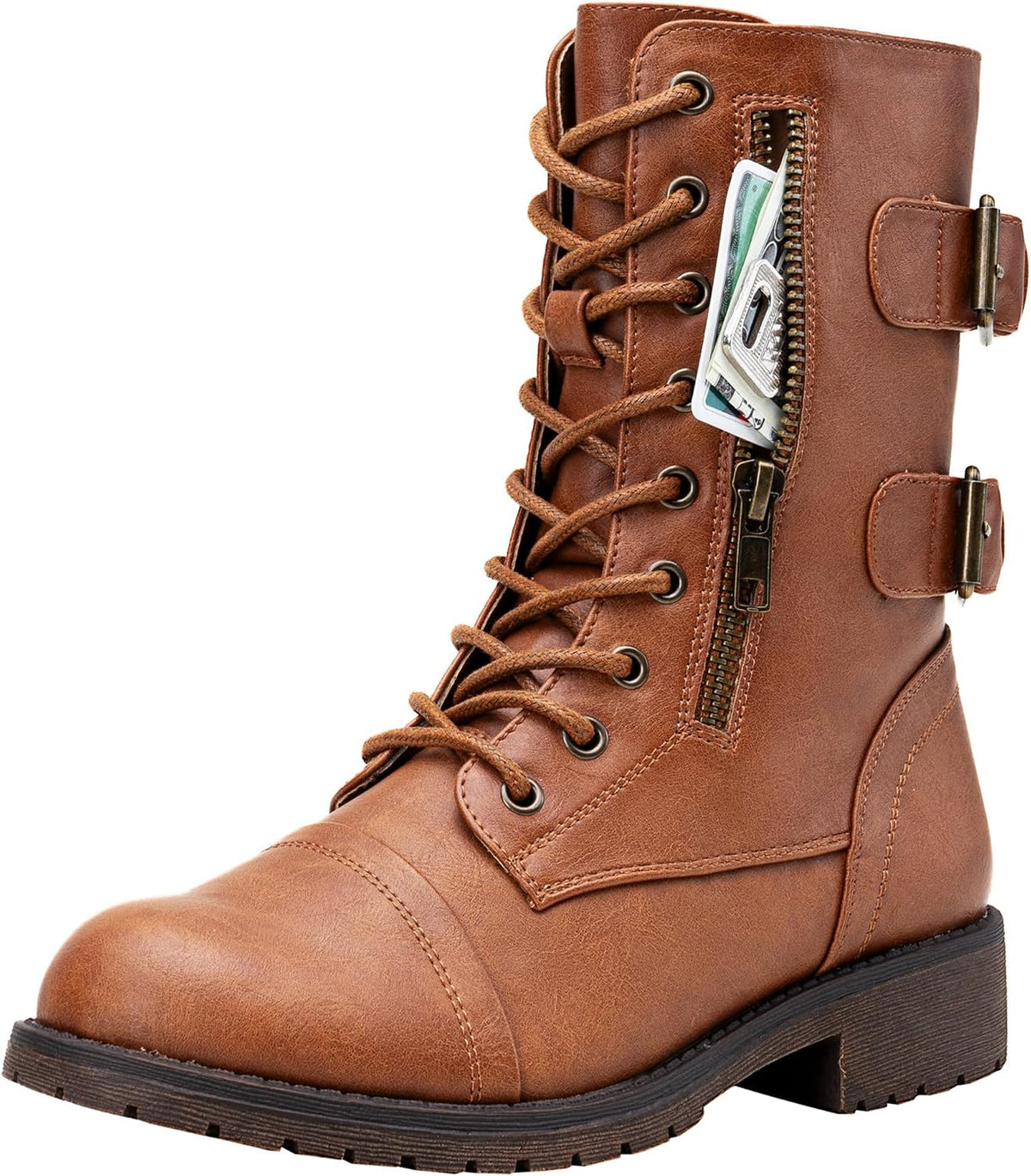 Women's Lace Up Mid Calf Combat Boots — view 5 of 12