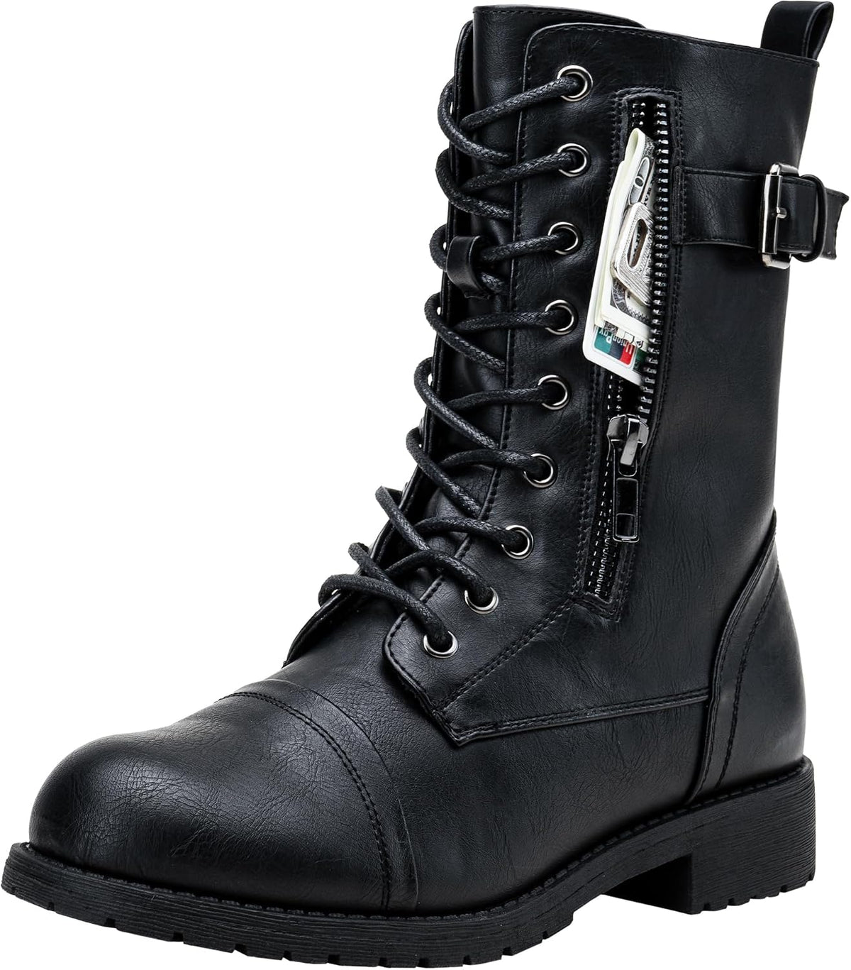 Women's Lace Up Mid Calf Combat Boots — view 2 of 12